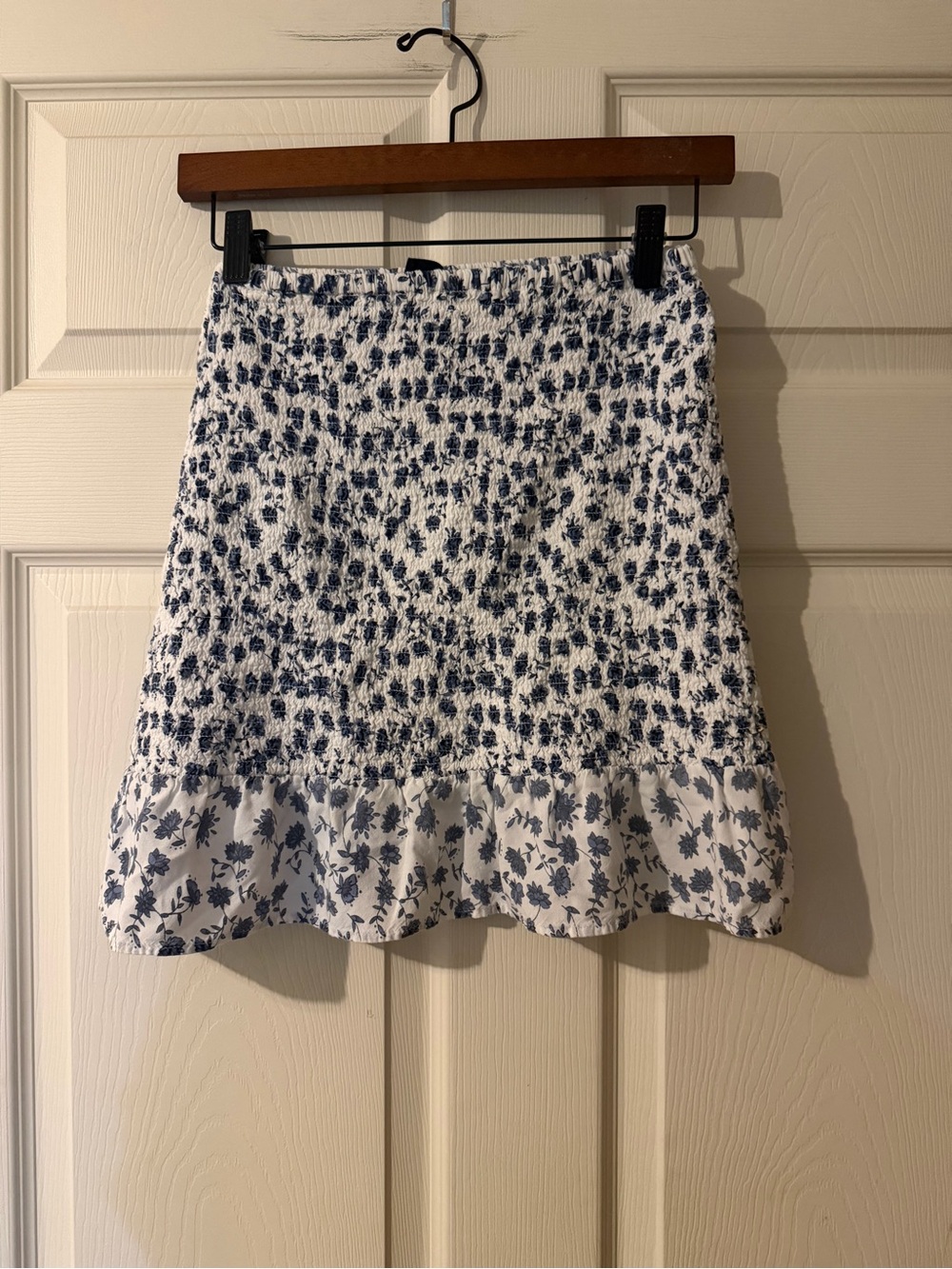 Cotton On White Mini Skirt with Blue Floral Print